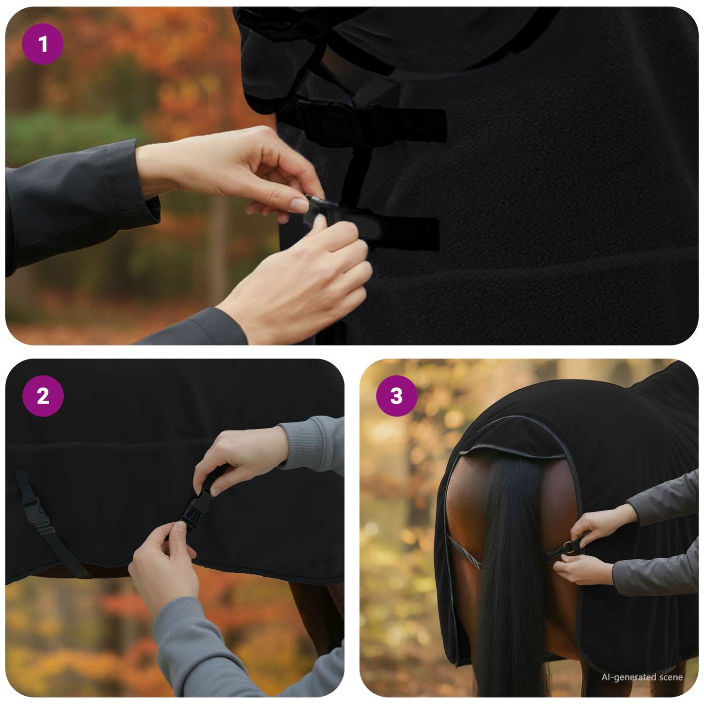 Horse Blanket Black 165 cm Polyester