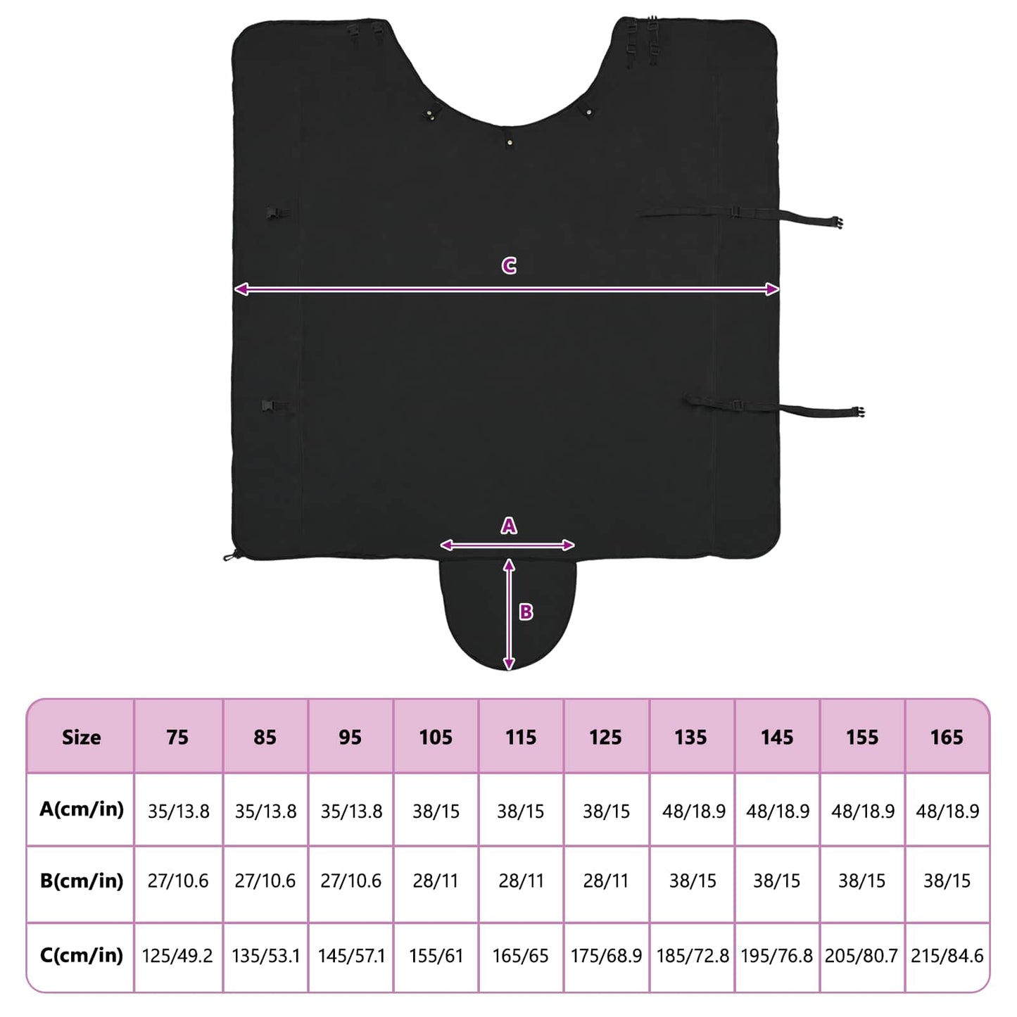 Horse Blanket Black 165 cm Polyester