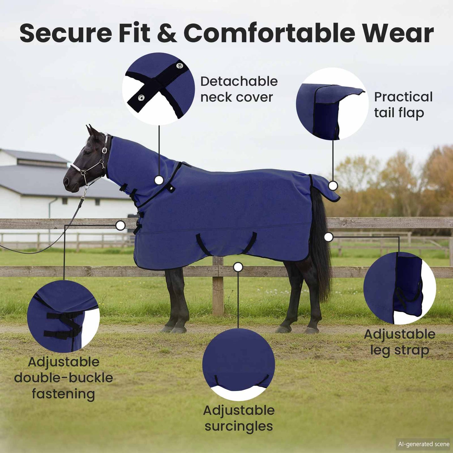 Horse Blanket Navy Blue 145 cm Polyester