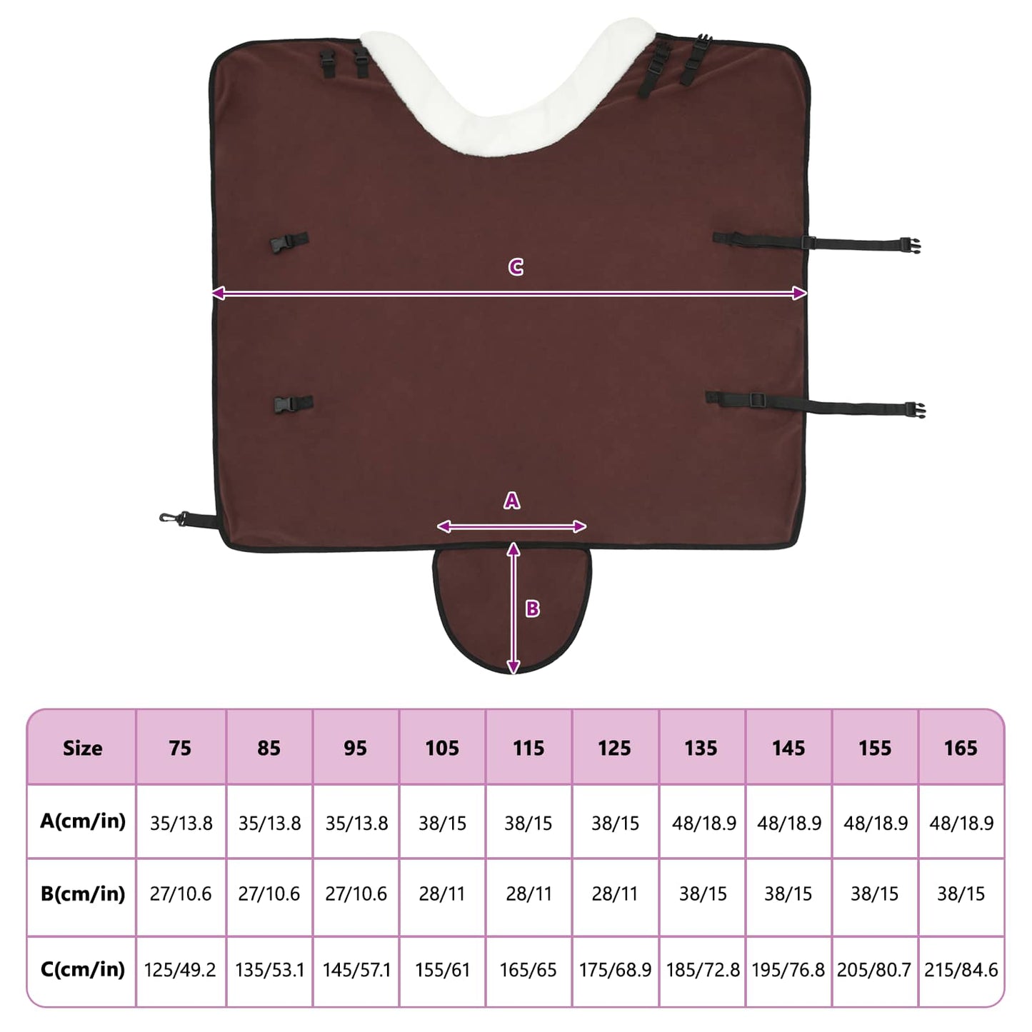Horse Blanket Full Dark Brown 115 cm Polar fleece