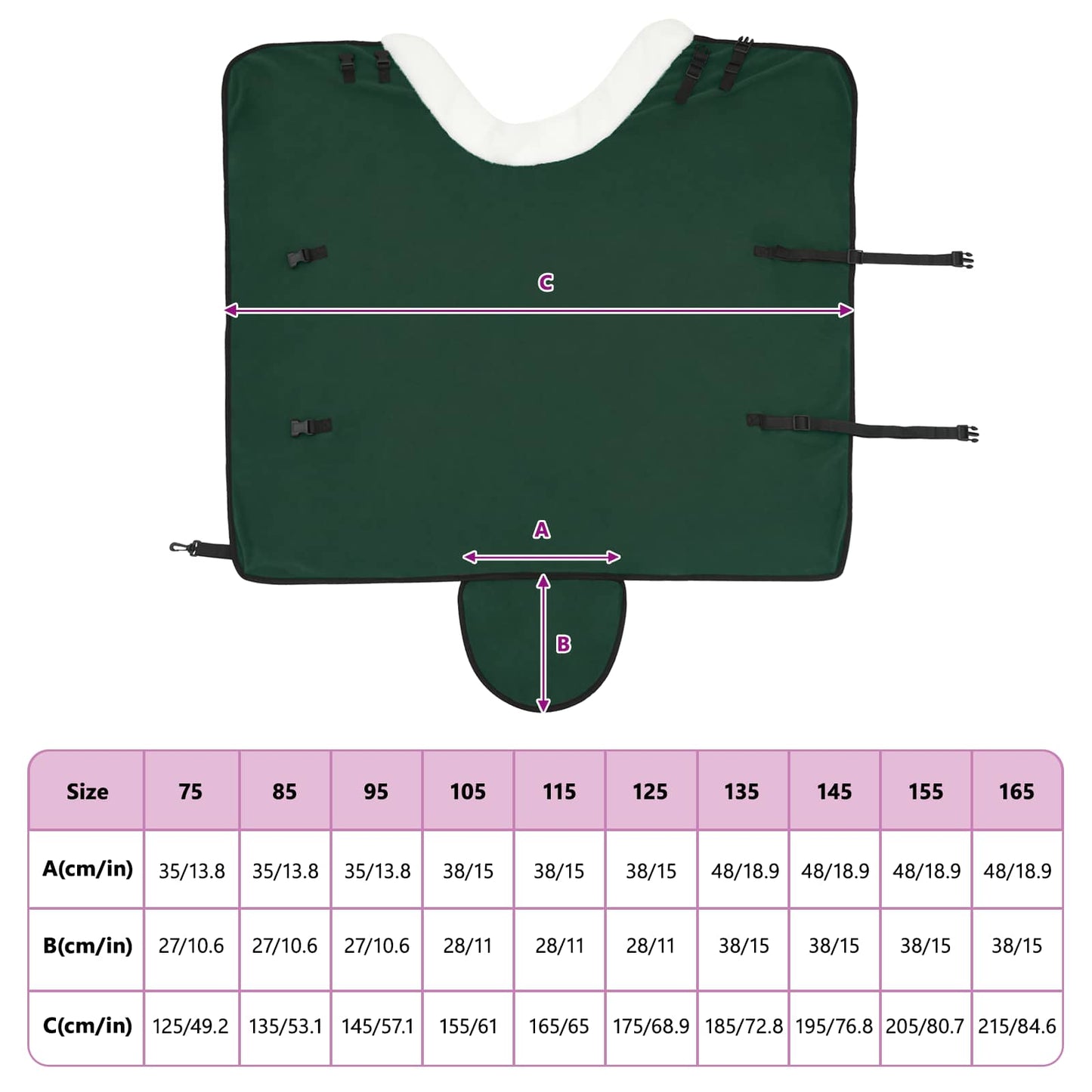 Horse Blanket Full Dark Green 105 cm Polar fleece
