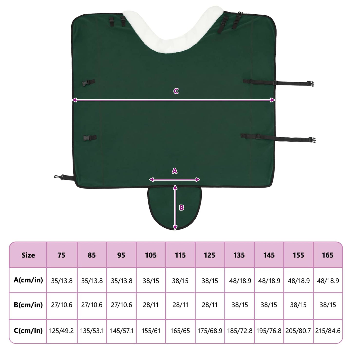 Horse Blanket Full Dark Green 145 cm Polar fleece