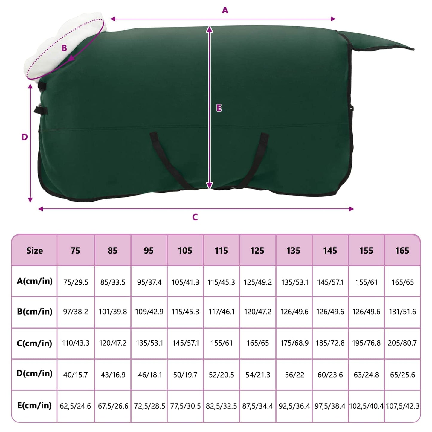 Horse Blanket Full Dark Green 165 cm Polar fleece