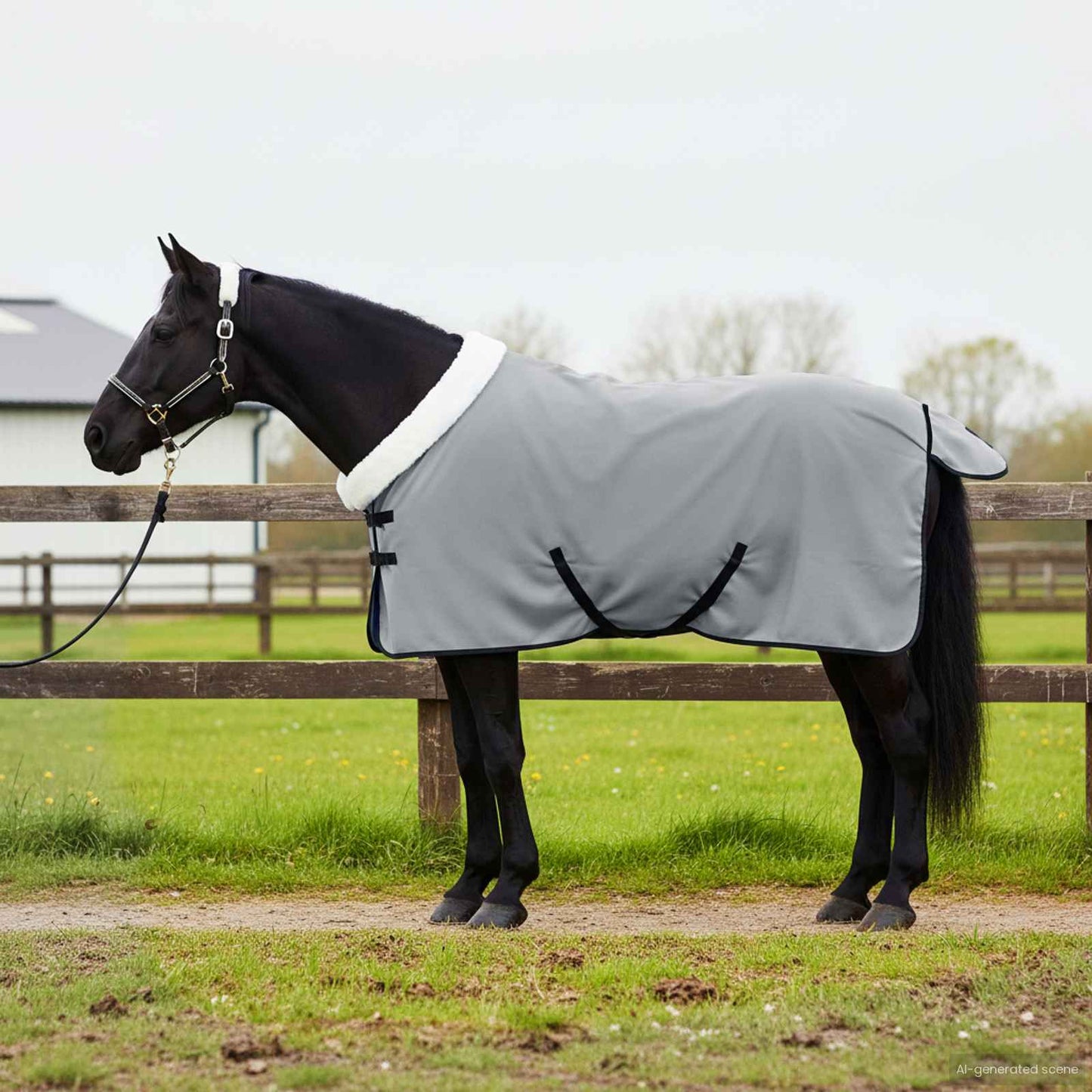 Horse Blanket Full Light Grey and Pink 85 cm Polar fleece