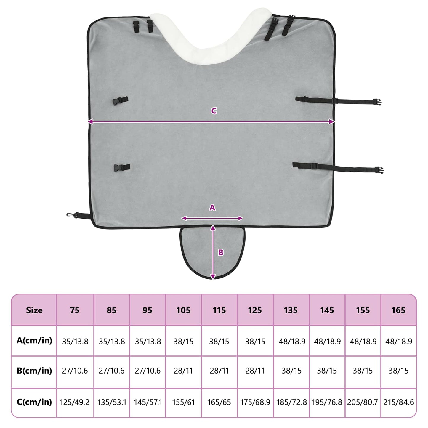 Horse Blanket Full Light Grey and Pink 105 cm Polar fleece
