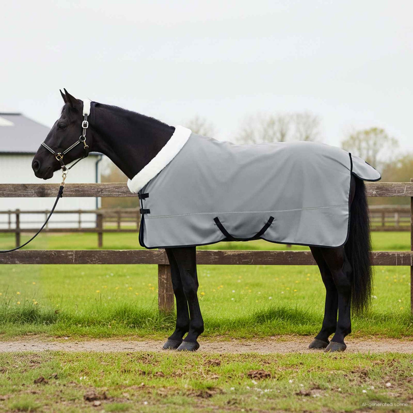 Horse Blanket Full Light Grey and Pink 125 cm Polar fleece