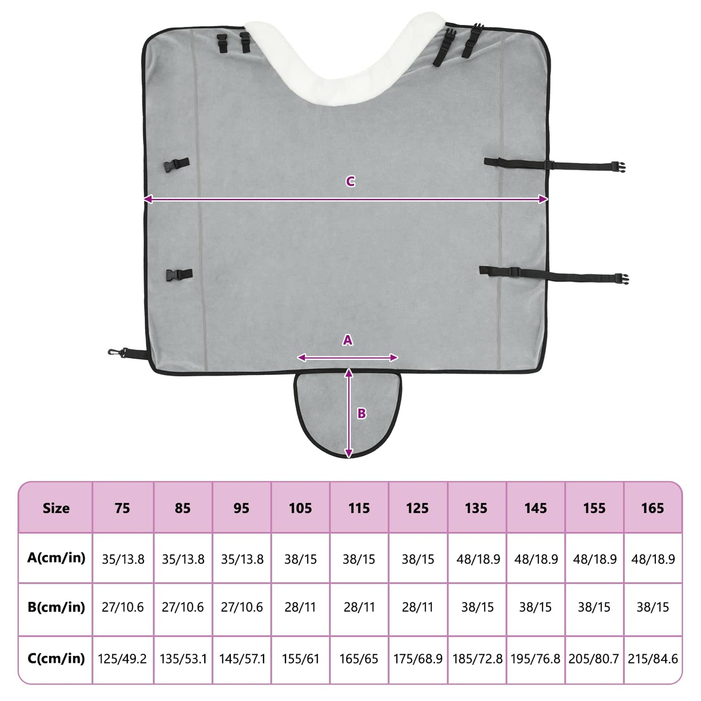 Horse Blanket Full Light Grey and Pink 155 cm Polar fleece