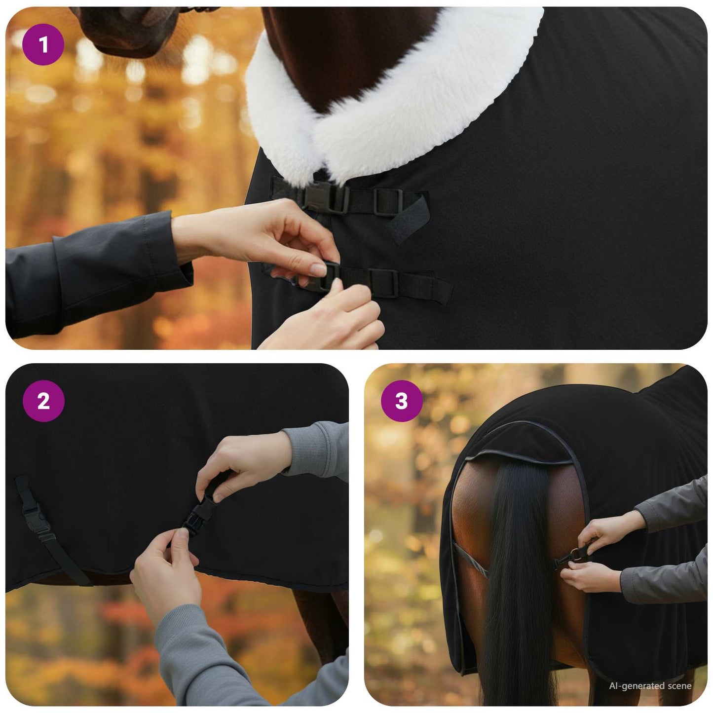 Horse Blanket Black 75 cm Polar fleece
