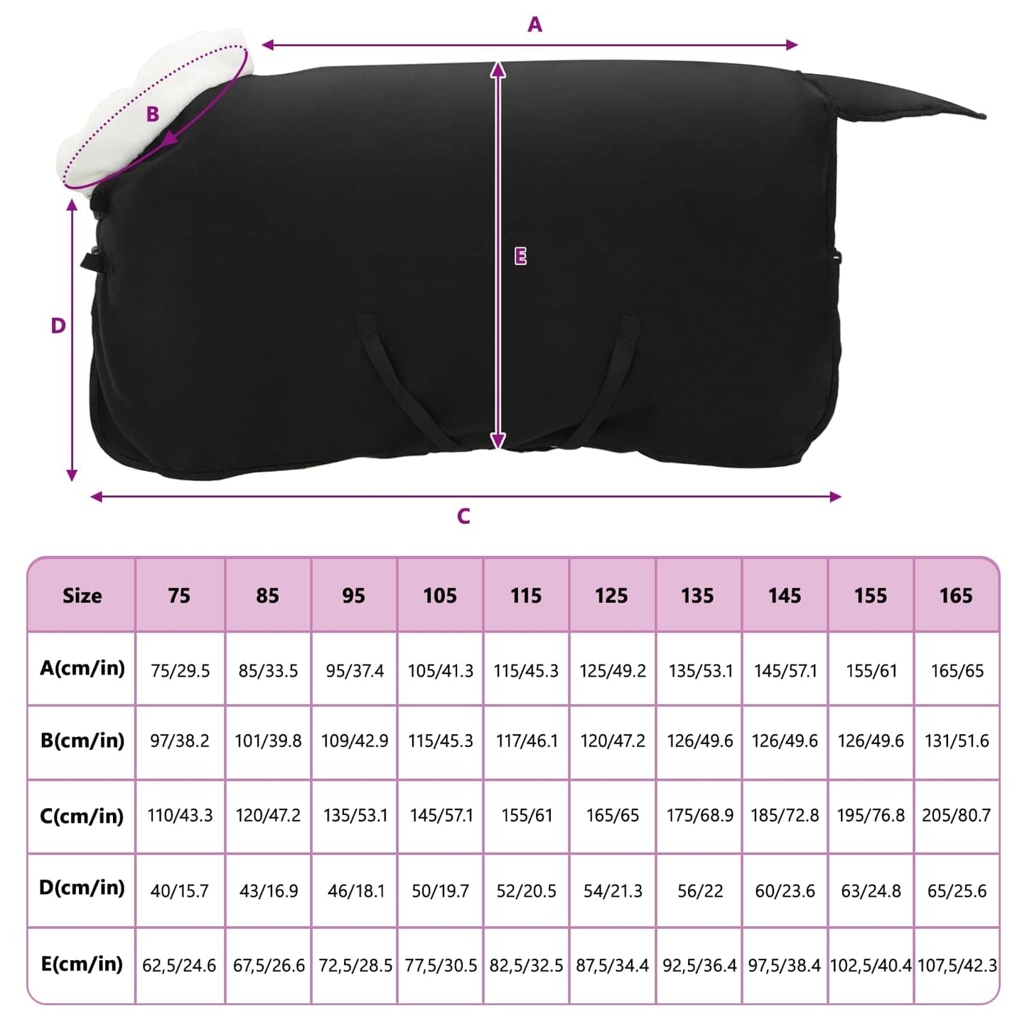 Horse Blanket Black 85 cm Polar fleece