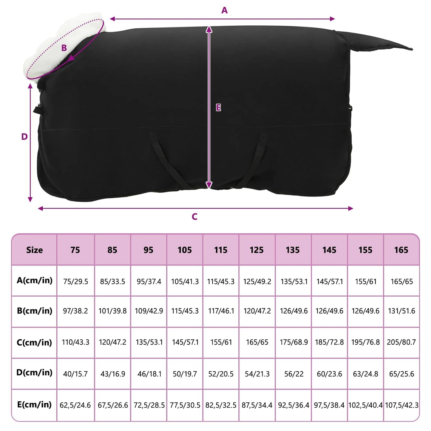 Horse Blanket Black 145 cm Polar fleece