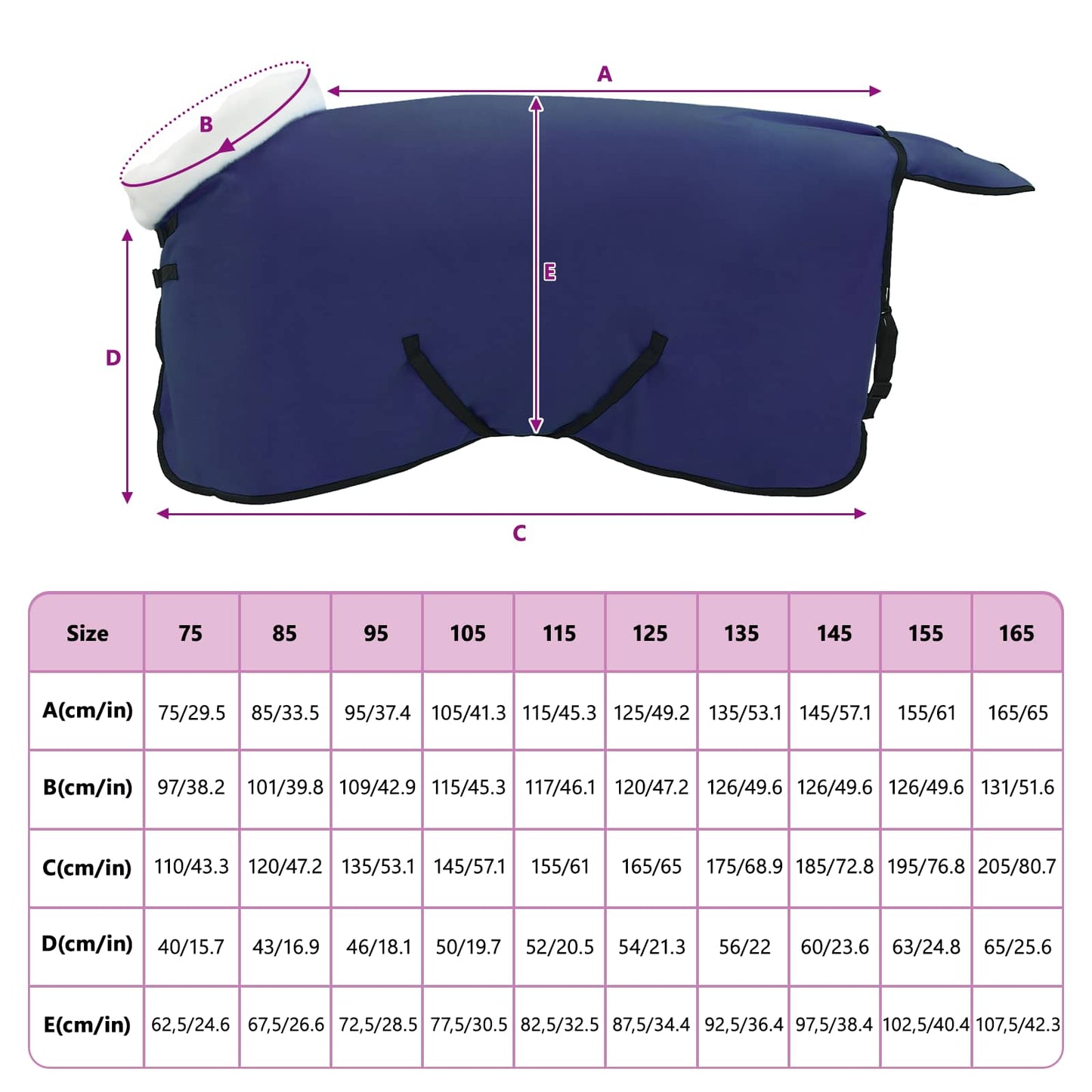 Horse Blanket Navy Blue 85 cm Polar fleece