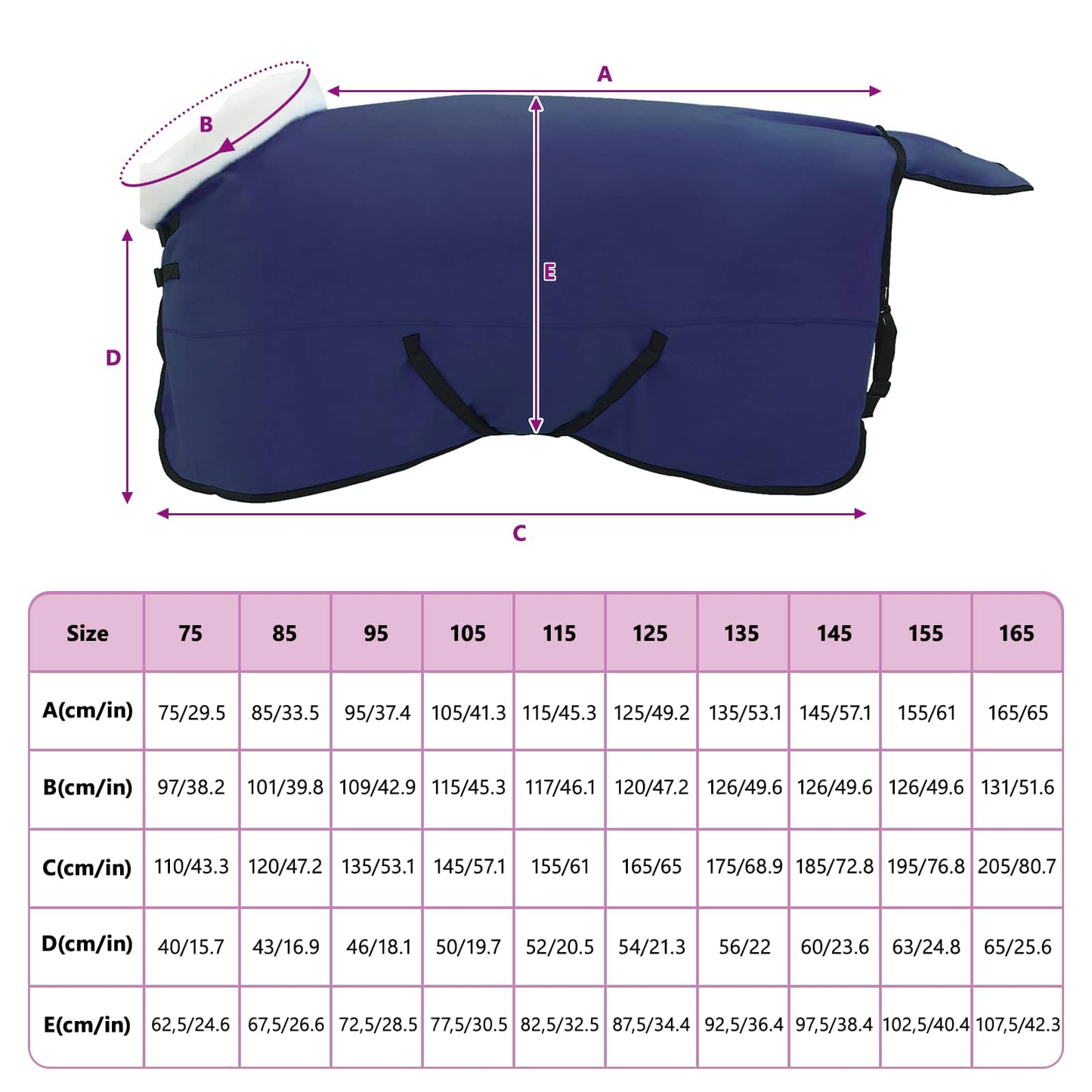 Horse Blanket Navy Blue 145 cm Polar fleece