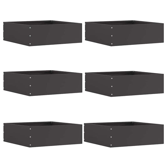 Lawn Edging 6 pcs 40 x 40 x 13 cm Steel Black
