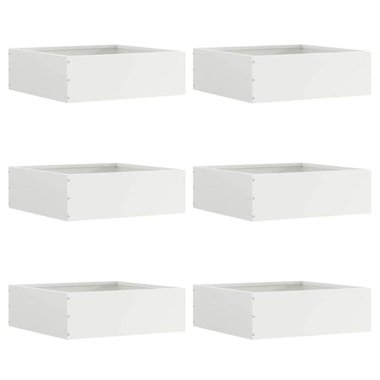 Lawn Edging 6 pcs 40 x 40 x 13 cm Steel White