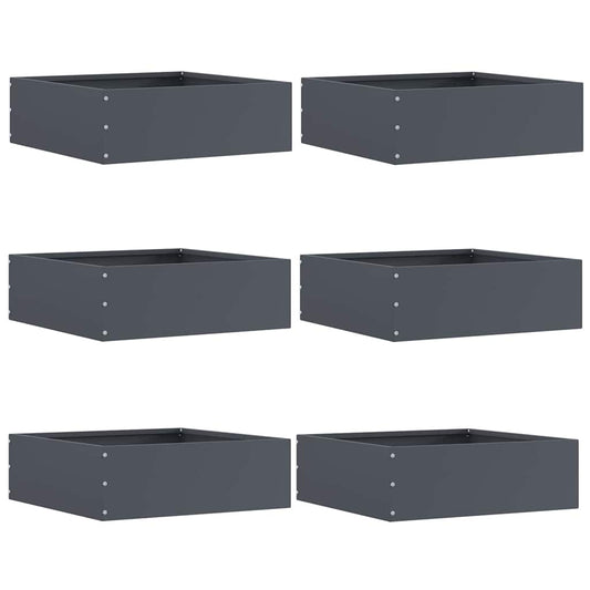 Lawn Edging 6 pcs 40 x 40 x 13 cm Steel Anthracite