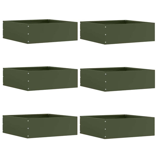 Lawn Edging 6 pcs 40 x 40 x 13 cm Steel Olive Green
