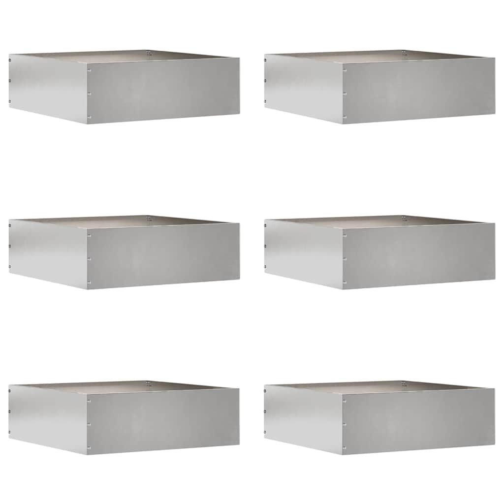 Lawn Edging 6 pcs Silver 40 x 40 x 13 cm Stainless Steel