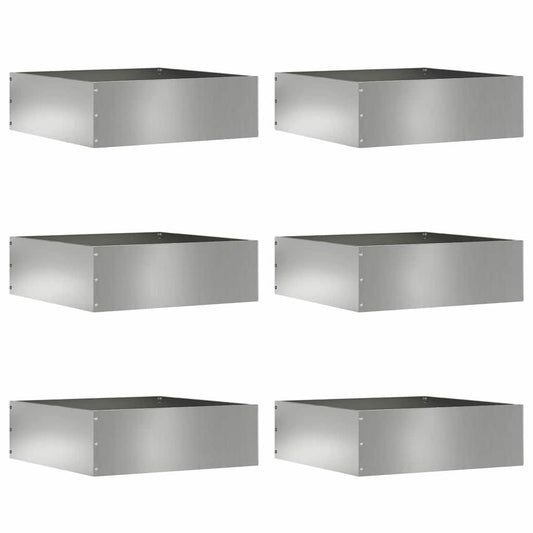 Lawn Edging 6 pcs 40 x 40 x 13 cm Galvanised Steel Silver