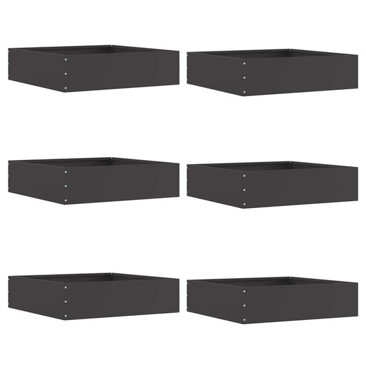 Lawn Edging 6 pcs 50 x 50 x 13 cm Steel Black
