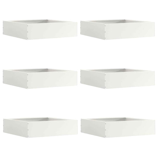 Lawn Edging 6 pcs 50 x 50 x 13 cm Steel White