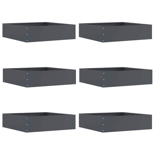 Lawn Edging 6 pcs 50 x 50 x 13 cm Steel Anthracite