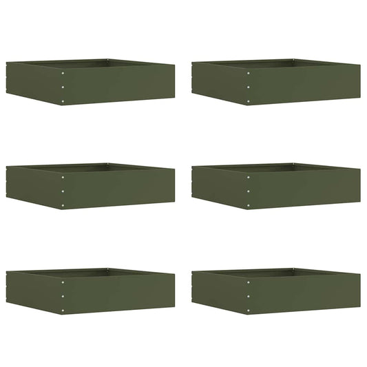 Lawn Edging 6 pcs 50 x 50 x 13 cm Steel Olive Green