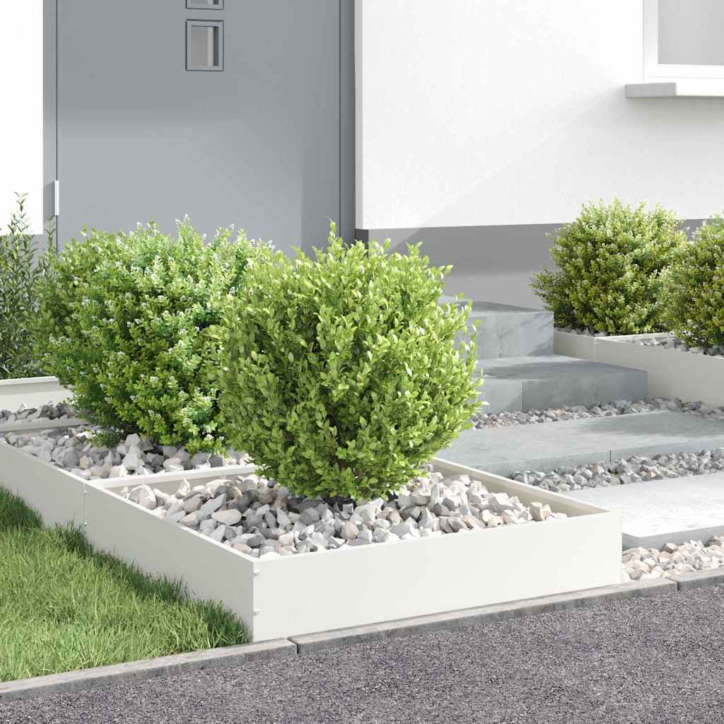 Lawn Edging 6 pcs White 60 x 60 x 13 cm Steel