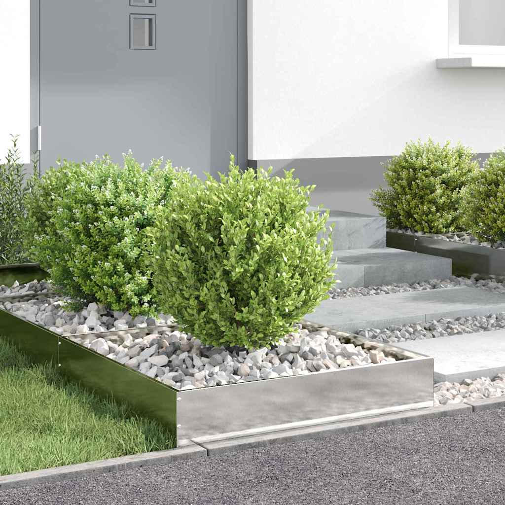 Lawn Edging 6 pcs 60 x 60 x 13 cm Stainless Steel Silver