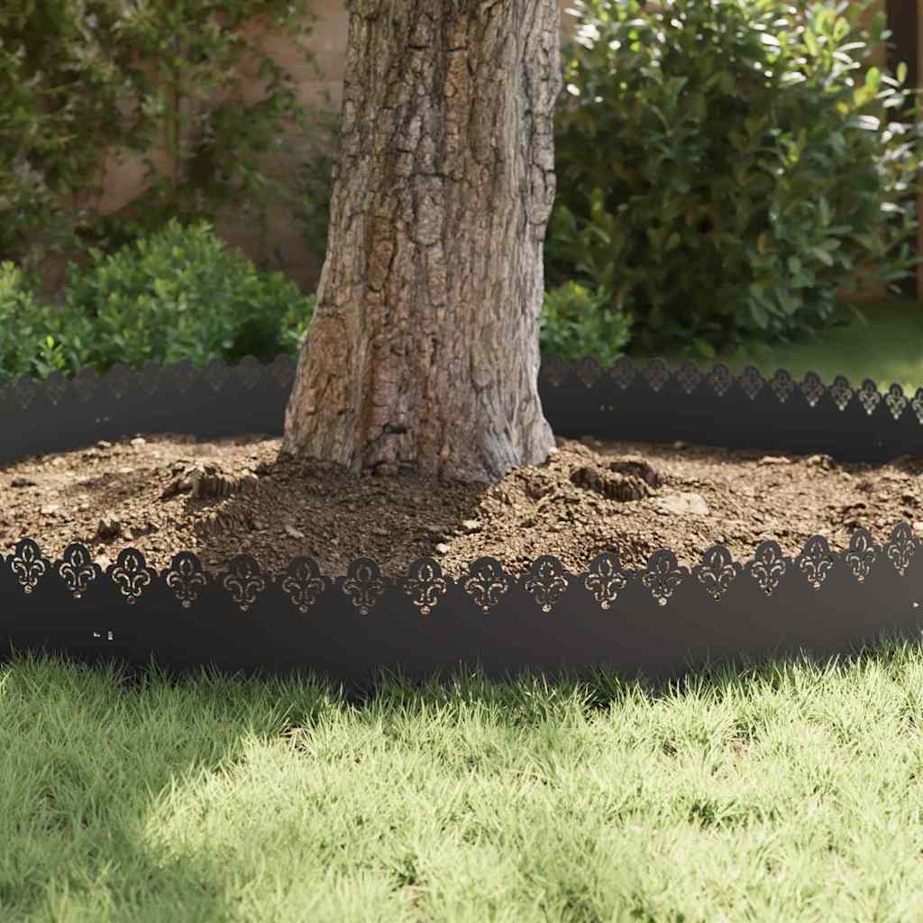 Lawn Edgings 10 pcs Black 103 x 0.05 x 22 cm Steel