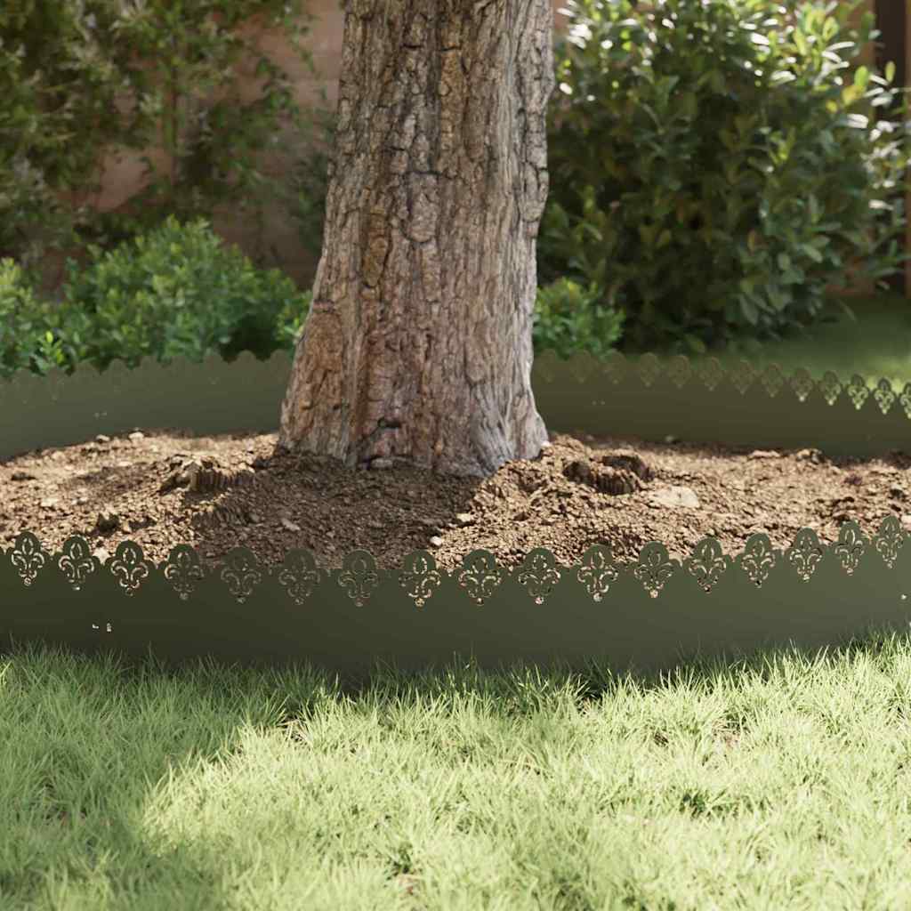 Lawn Edgings 30 pcs Olive Green 103 x 0.05 x 22 cm Steel