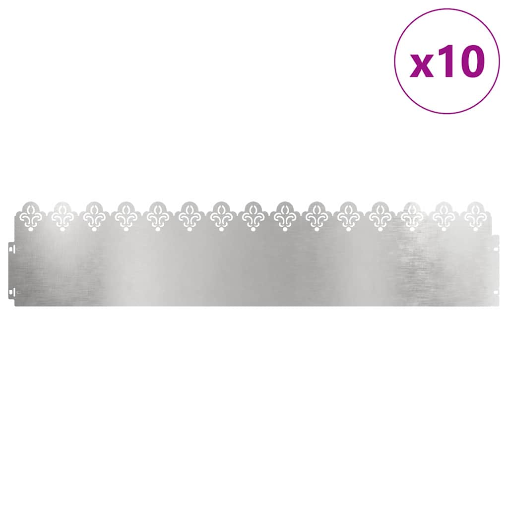 Lawn Edgings 10 pcs 103 x 0.05 x 22 cm Stainless Steel Silver