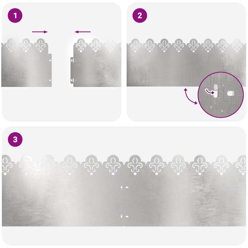 Lawn Edgings 20 pcs Silver 103 x 0.05 x 22 cm Stainless Steel