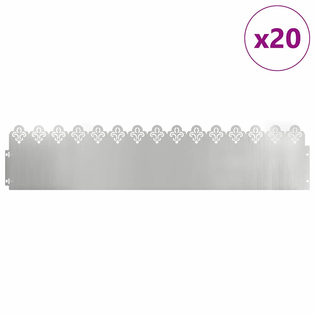 Lawn Edgings 20 pcs 103 x 0.05 x 22 cm Galvanised Steel Silver