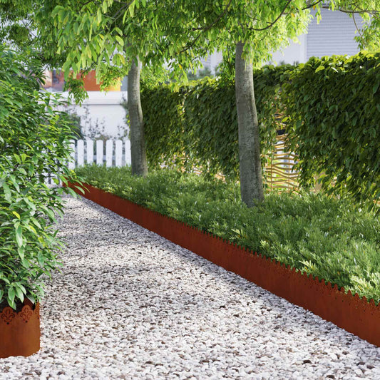 Lawn Edgings 10 pcs 103 x 0.05 x 22 cm Weathering Steel Rusty