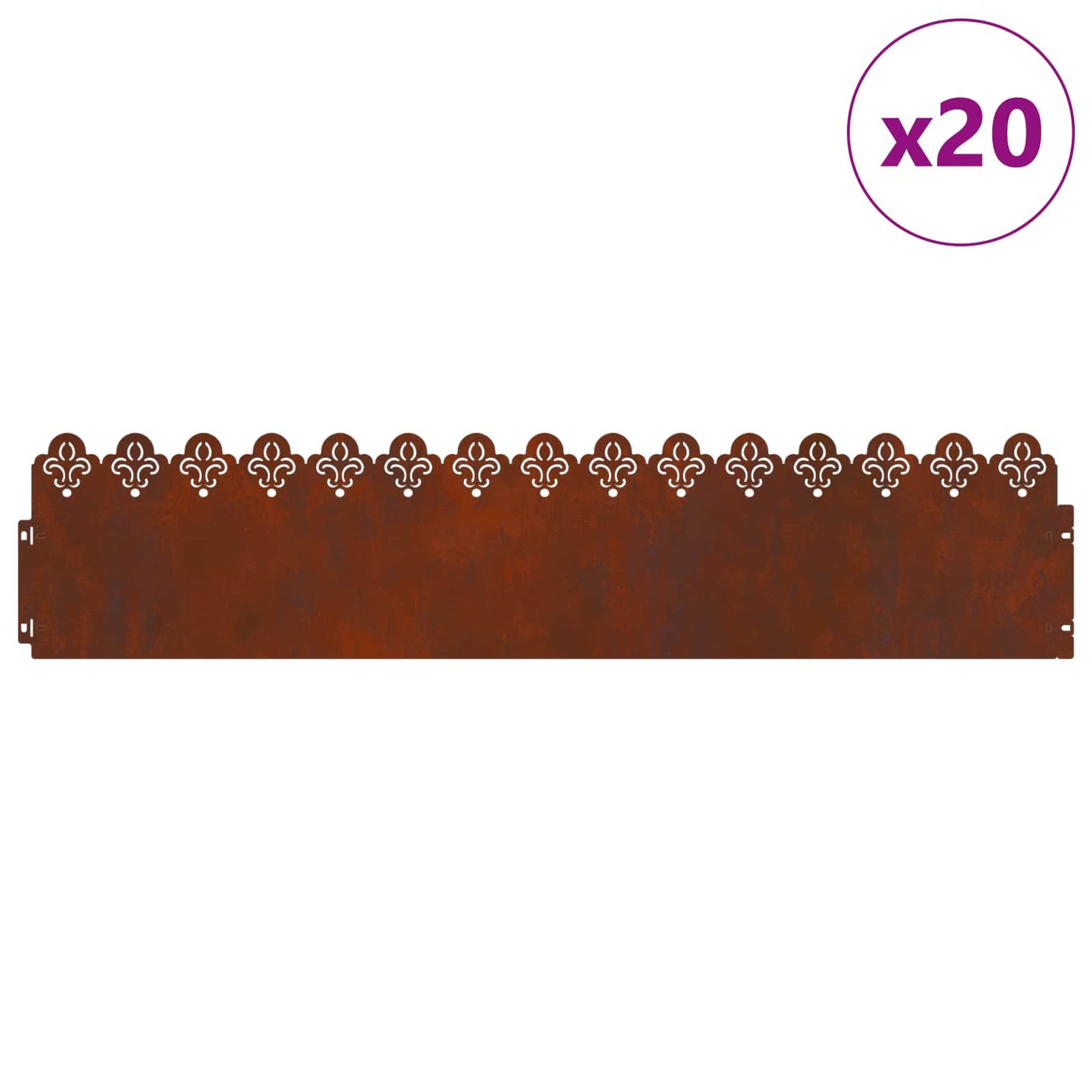 Lawn Edgings 20 pcs 103 x 0.05 x 22 cm Weathering Steel Rusty
