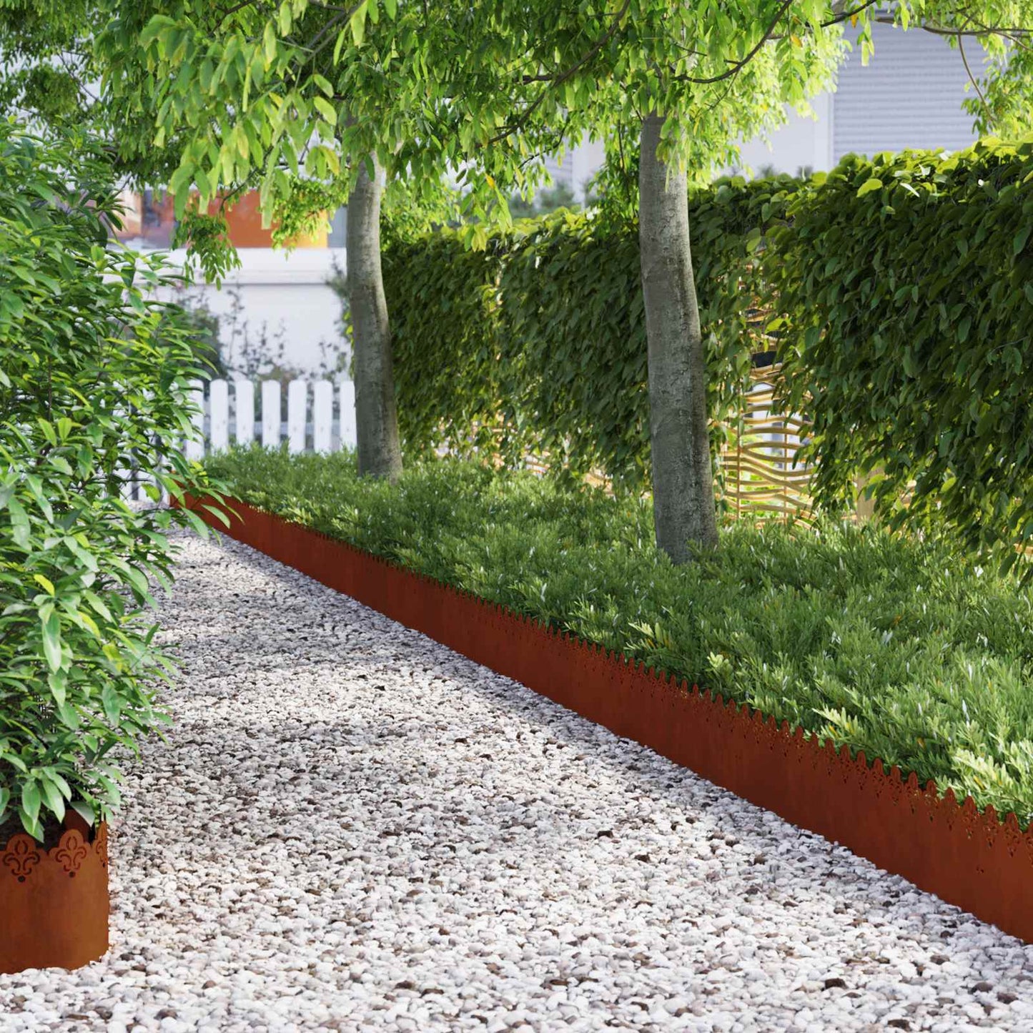 Lawn Edgings 30 pcs 103 x 0.05 x 22 cm Weathering Steel Rusty