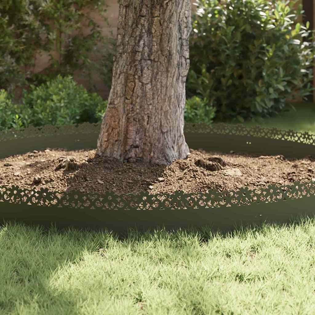Lawn Edgings 10 pcs Olive Green 103 x 0.05 x 22 cm Steel
