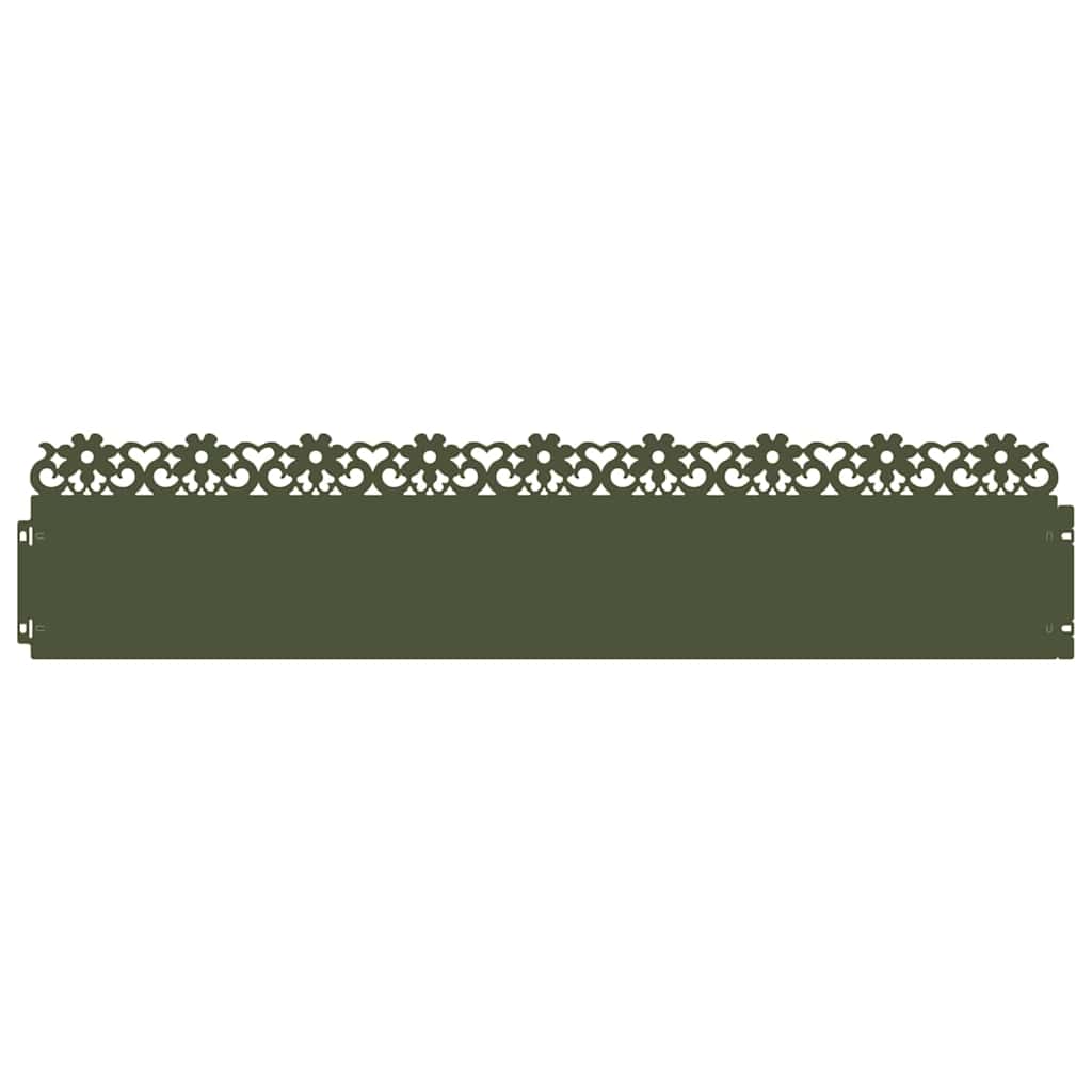 Lawn Edgings 10 pcs Olive Green 103 x 0.05 x 22 cm Steel
