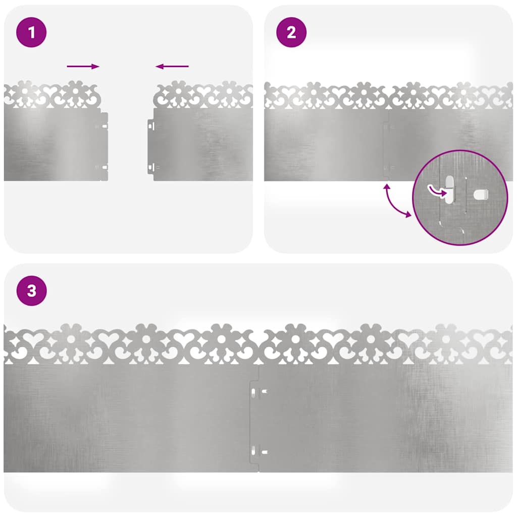 Lawn Edgings 20 pcs Silver 103 x 0.05 x 22 cm Stainless Steel