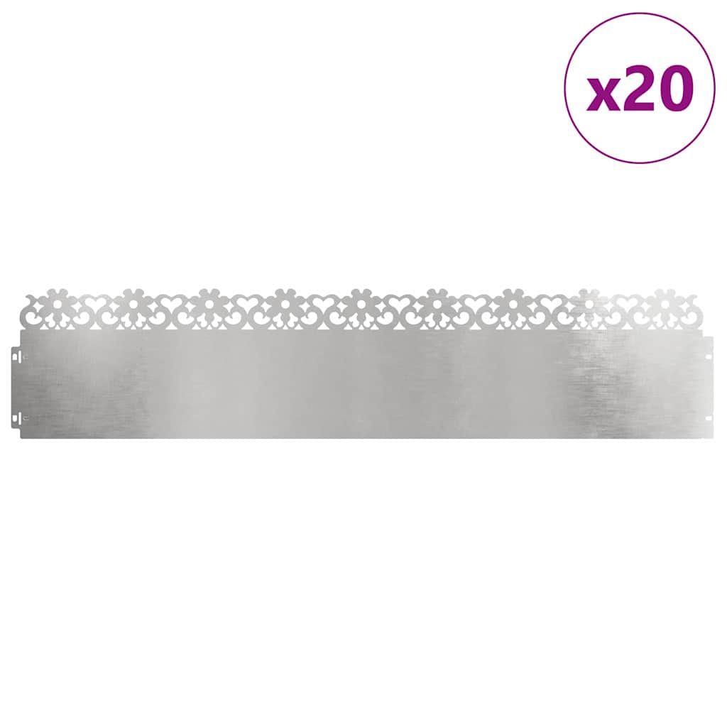 Lawn Edgings 20 pcs Silver 103 x 0.05 x 22 cm Stainless Steel