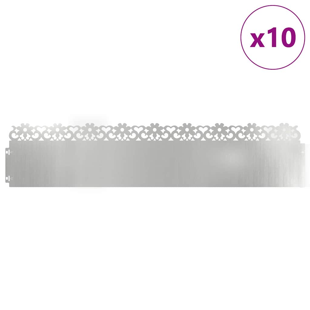 Lawn Edgings 10 pcs 103 x 0.05 x 22 cm Galvanised Steel Silver