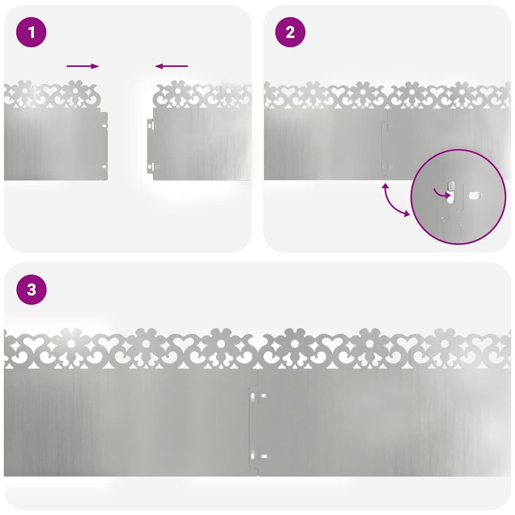 Lawn Edgings 20 pcs 103 x 0.05 x 22 cm Galvanised Steel Silver