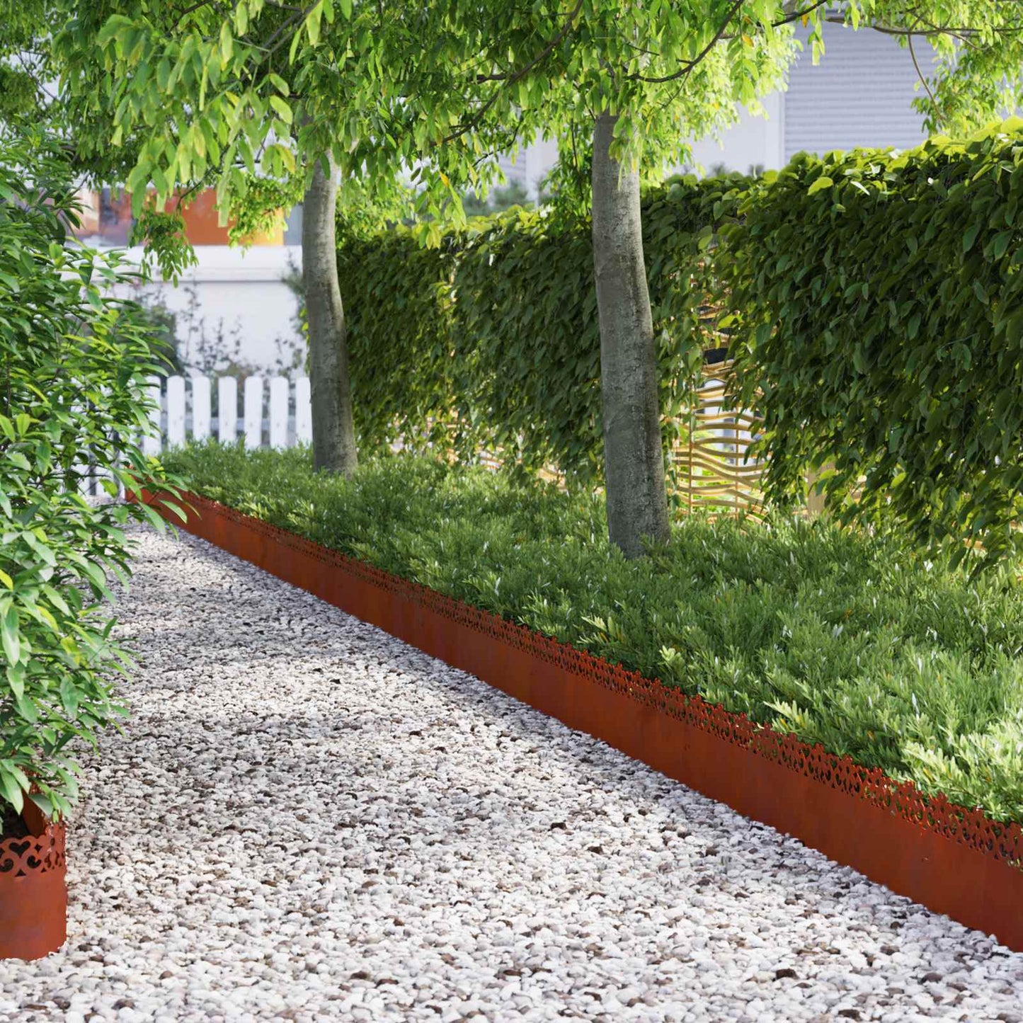 Lawn Edgings 10 pcs 103 x 0.05 x 22 cm Weathering Steel Rusty