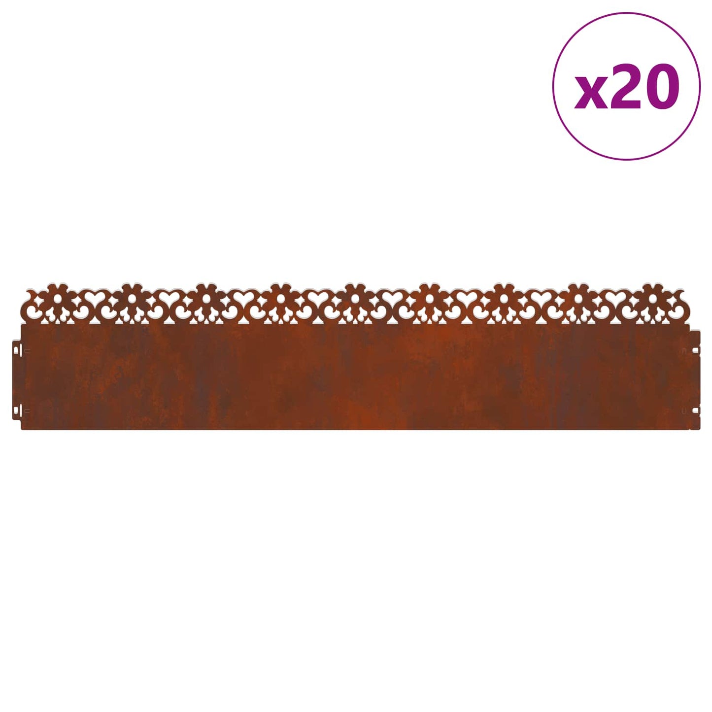 Lawn Edgings 20 pcs 103 x 0.05 x 22 cm Weathering Steel Rusty