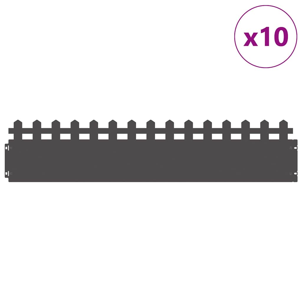 Lawn Edgings 10 pcs Black 103 x 0.05 x 22 cm Steel