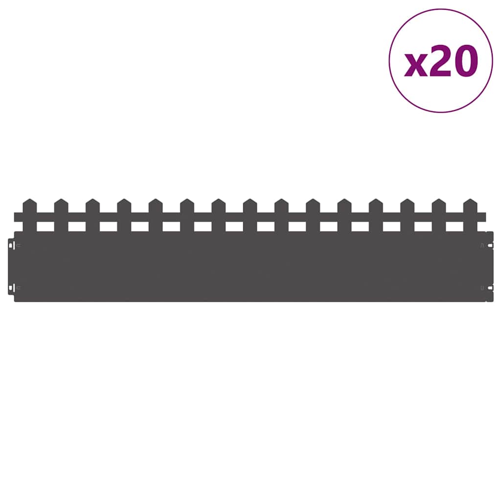 Lawn Edgings 20 pcs Black 103 x 0.05 x 22 cm Steel