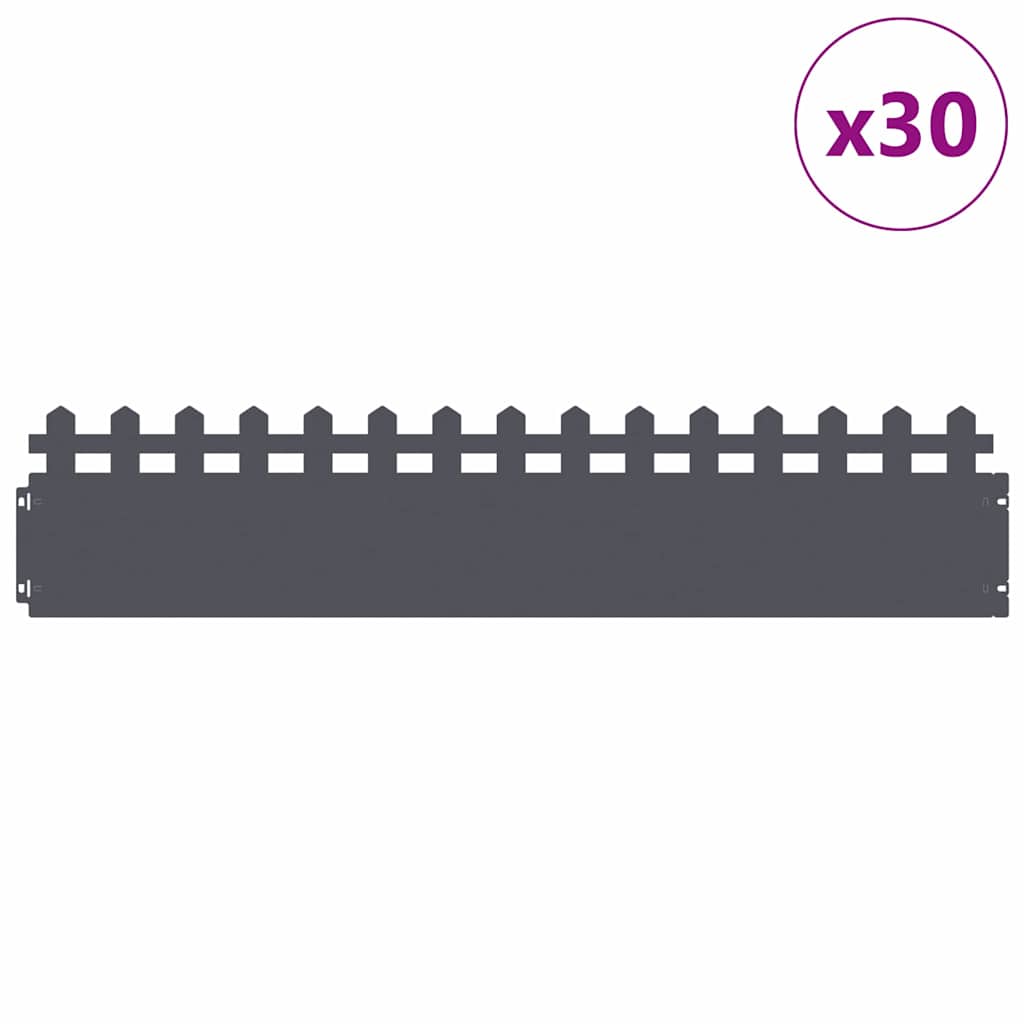 Lawn Edgings 30 pcs Anthracite 103 x 0.05 x 22 cm Steel