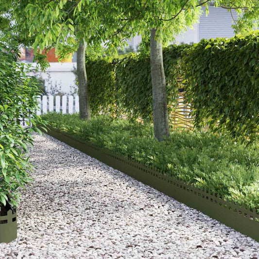 Lawn Edgings 20 pcs 103 x 0.05 x 22 cm Steel Olive Green