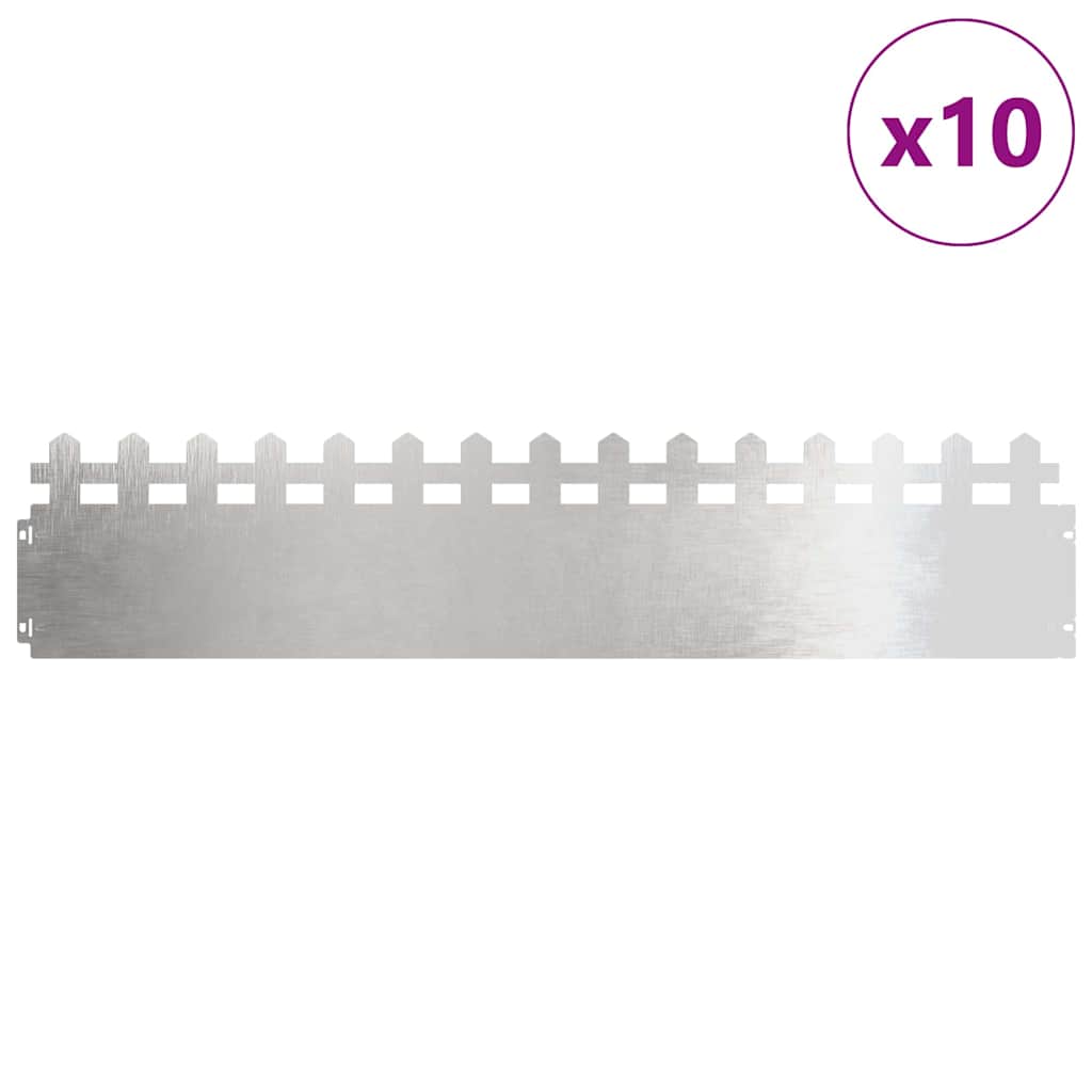 Lawn Edgings 10 pcs Silver 103 x 0.05 x 22 cm Stainless Steel