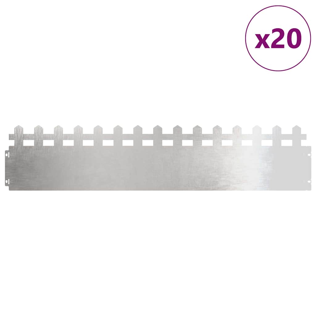 Lawn Edgings 20 pcs Silver 103 x 0.05 x 22 cm Stainless Steel